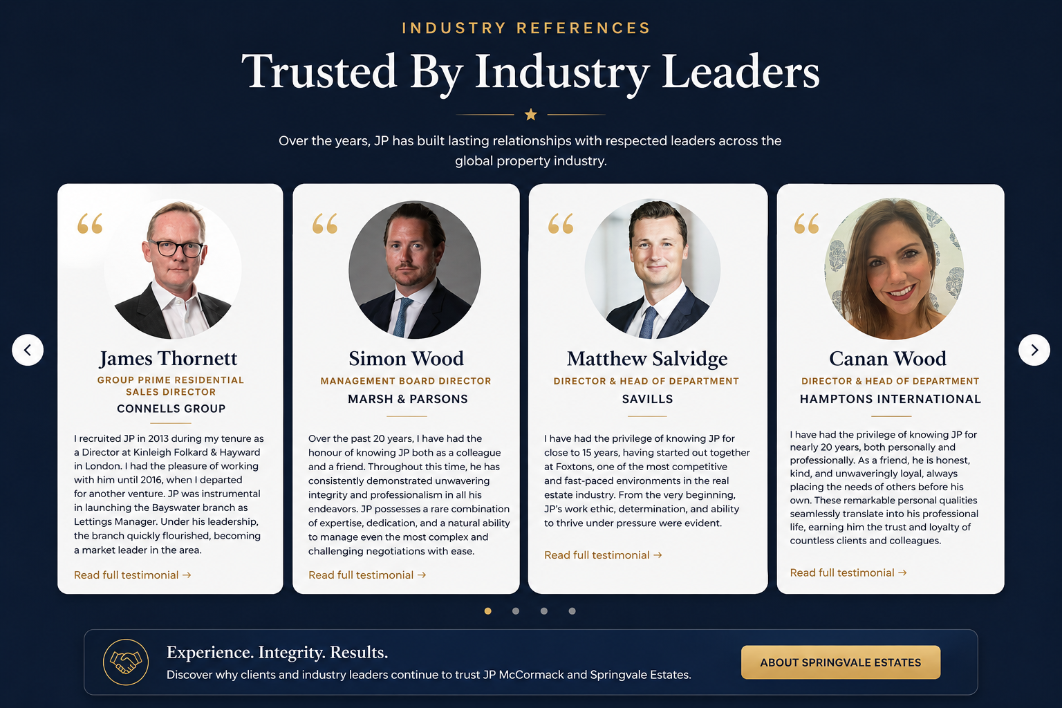 Springvale Estates testimonials and industry references